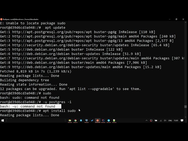 Solution  bash: sudo: command not found OR -u: command not found