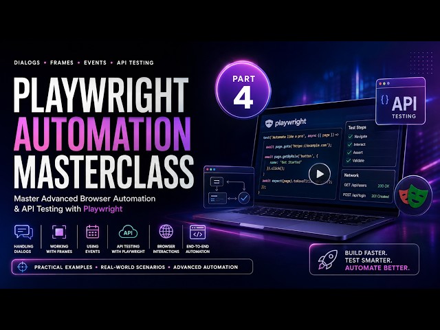 Playwright Automation Masterclass #4 | Dialogs, Frames, Events & API Testing | PART IV