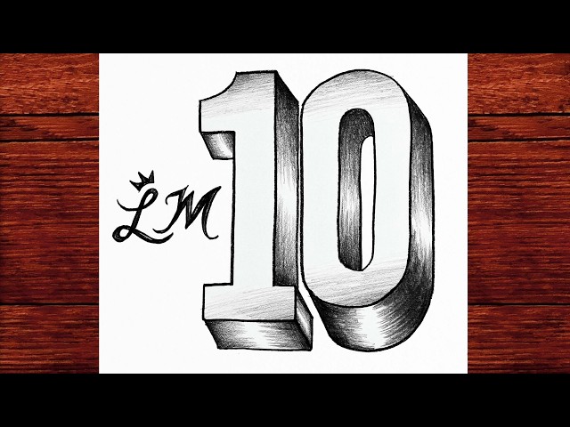 How to Draw Lionel Messi Number 10 in 3D ⚽ Easy Football Drawing
