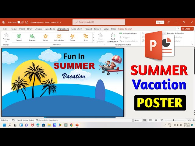 How to Create Summer Vacation Poster in MS Powerpoint | How to Make Poster in Microsoft Powerpoint