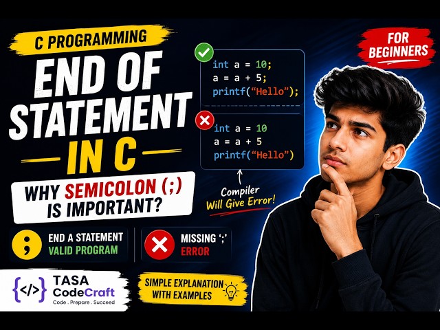 End of Statement in C | Why Do We Use Semicolon (;) in C? 💻🔍