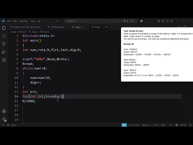 CSE online 1; number rotation