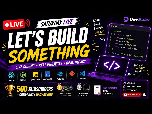 🔴 Saturday Live Coding 💜 Building DeeStudio AI From Scratch 🚀 | React, Node.js & AI Projects