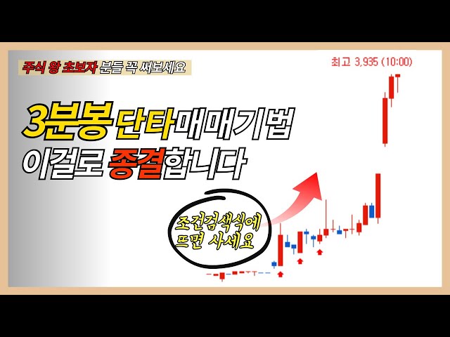 [3분봉검색식] 아침9시 3분봉 단타매매기법 꼭 이걸로 소장하세요