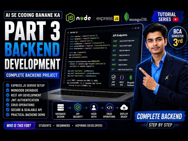 AI Se Backend Development Kaise Banaye | Part 3 | Node.js, Express & MongoDB Complete Project