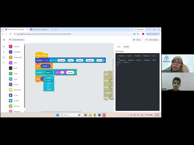 **Python Lists Tutorial 🐍 | append(), insert(), extend(), pop() | KidTech Coding Session