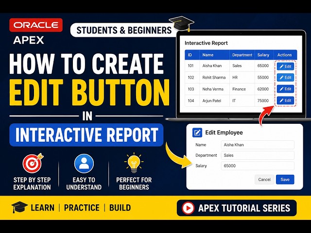 How to Create an Edit Button in Oracle APEX Interactive Report | Step-by-Step Tutorial for Beginners