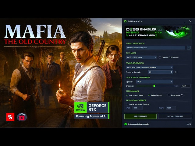Mafia: The Old Country + DLSS Enabler 4.7.6 Hibryd Multi Frame Gen
