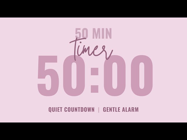 💗 50 Minute Quiet Countdown Timer ⌛ Gentle Alarm ⏰ Aesthetic Pastel Pink