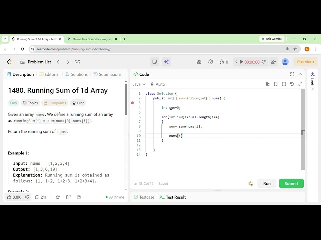 “Java LeetCode Series 🚀 Day 1Problem: 1480 Running Sum of 1D ArrayBuilding logic step by step 💻#Java