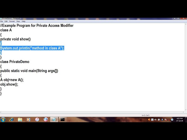 Private access modifier in java||JAVA in Telugu Lecture-49