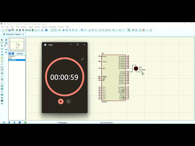 LED BLINKING With Delay 8051 Using KEIL + Proteus
