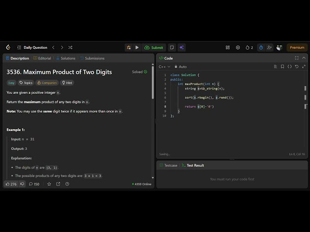 Leetcode 3536 || leetcode daily solution 25-07-2026 || C++ solution || No audio
