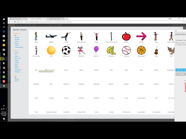 Student Hour of Code Tutorial: Animate Your Name in Scratch