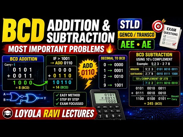 BCD Addition & BCD Subtraction 🔥 | Important Problems & Tricks | STLD | GENCO/TRANSCO AEE & AE |