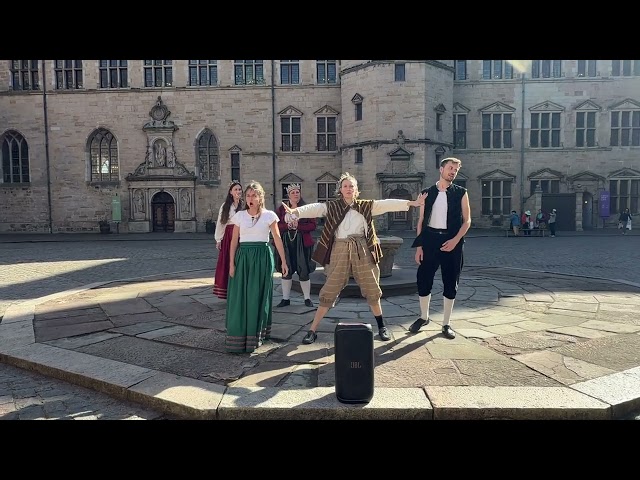 Comedy version of Shakespeare's Hamlet at Kronborg Castle in Elsinore, Denmark