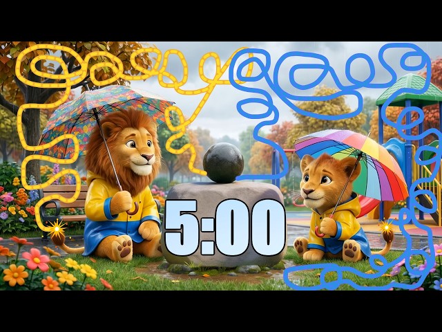 March Lion Countdown Timer – 5 Minutes of Roaring Fun! 🌧️🦁