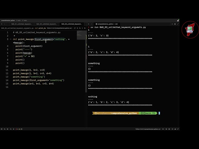 060 unlimited keyword arguments - Comprehensive Python In Tamil