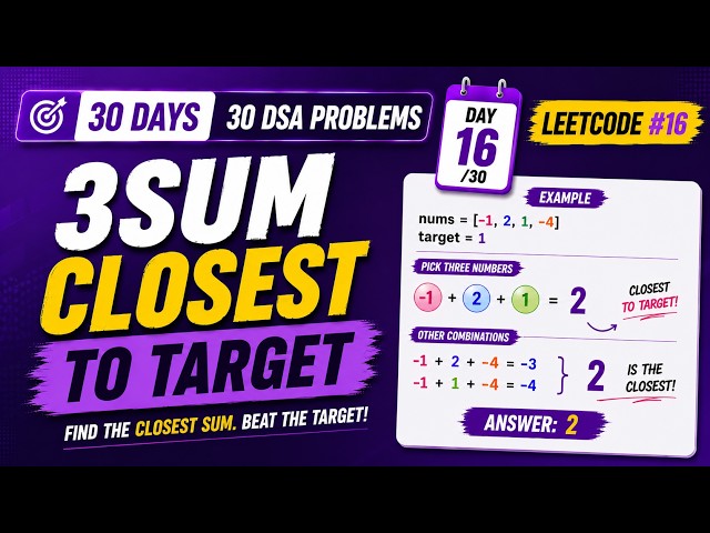 Why Most People Fail 3Sum Closest in Interviews | LeetCode #16 | Day 16/30