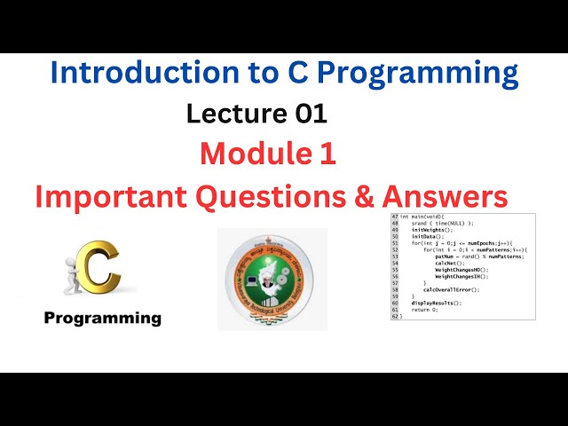 Introduction to C Programming | Module 1 Important Questions & Answers | Smart Passing Package