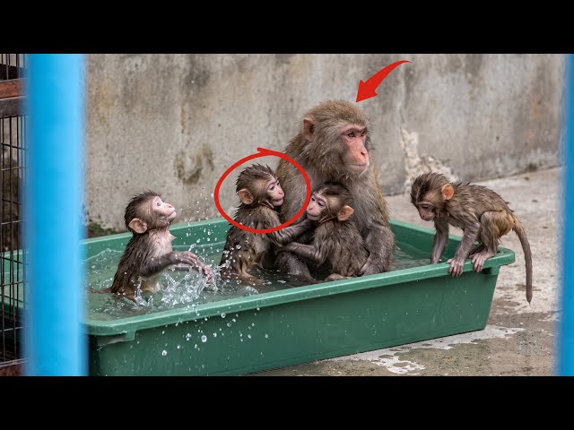 Punch Update Today: The zoo set up a private pool for Punch and the baby monkeys to learn to swim!