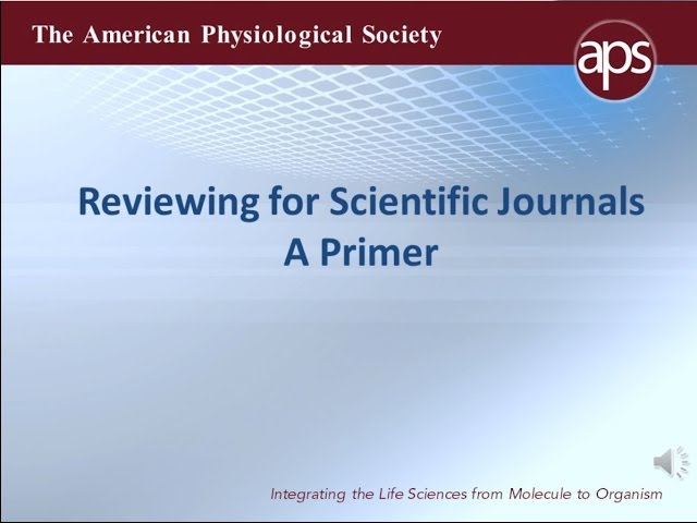 Reviewing for Scientific Journals – A Primer