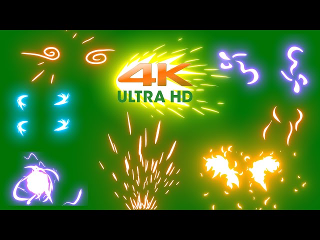 Top 60 Anime Effect neon element (Green Screen) pack 3