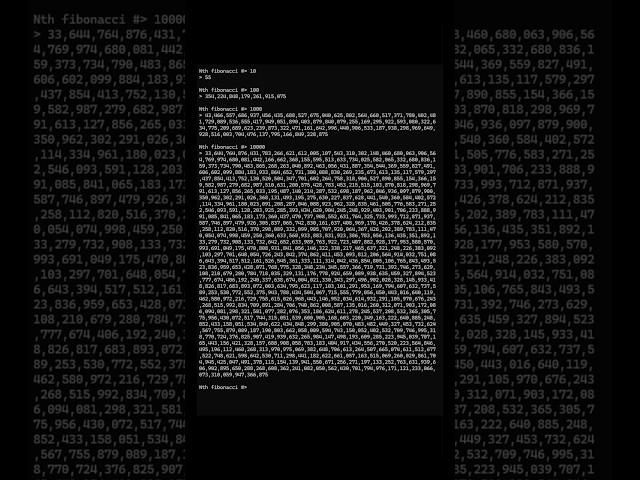 Computing fibonacci numbers in C++