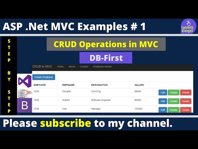 Full CRUD Operations in ASP NET MVC Using EF DB First   Step by Step Guide | For Beginners