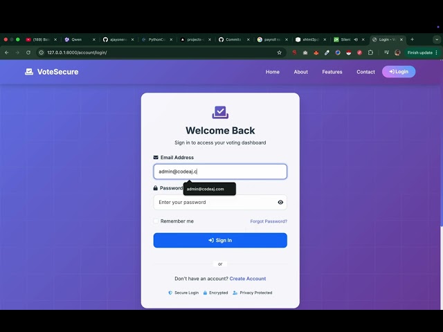 Secure Online Voting System | Django Python Final Year Project | Real-Time Results & PDF Report