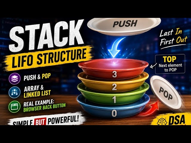 Stack Data Structure Explained in 3D! 🥞 (LIFO Concept)