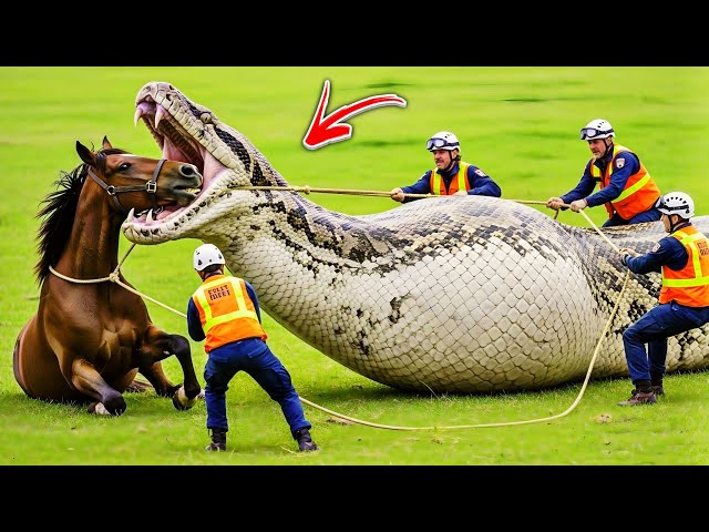 Heroic Rescue Team Saves Helpless Horse from GIANT Python! 🐎🐍
