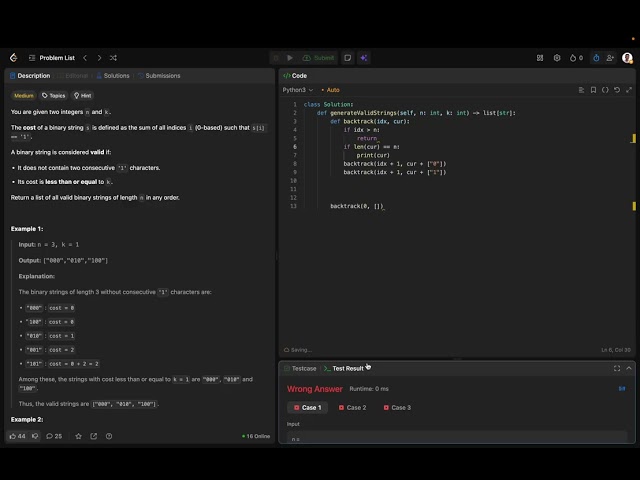 Valid Binary Strings With Cost Limit