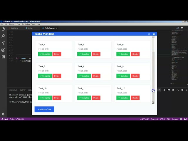 Python Tasks Management Project Using Tkinter