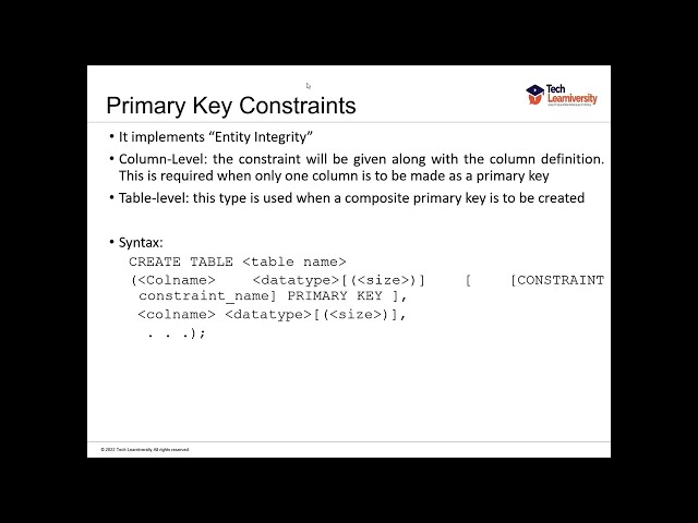 SQL Constraints Explained | Oracle SQL Tutorial for Beginners | Tech Learniversity