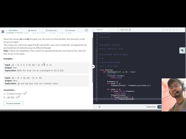 Check Equal Arrays in Python | Hash Map Approach | DSA for Beginners