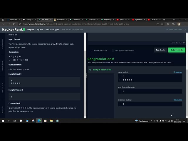 Find the Runner Up Score in Python Hackerrank