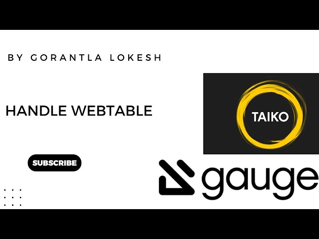 Part 13: How to Handle WebTable in Gauge + Taiko | #gauge #taiko