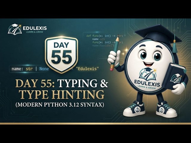Day 55: Typing & Type Hinting in Python | Modern Python 3.12 Syntax | Edulexis |