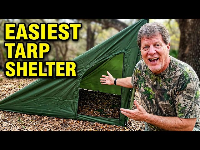 The Easiest Survival Tarp Shelter ANYONE Can Build (With Floor & Door)