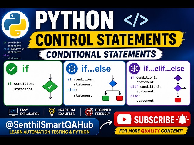 Python#7 Control Statements | if, if-else & if-elif-else Explained with Examples