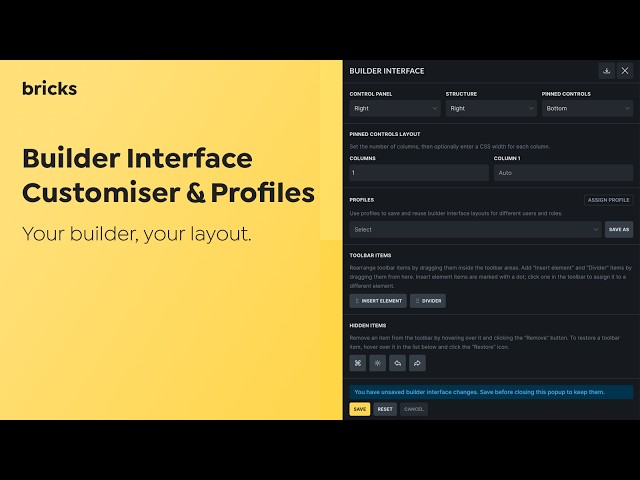 Builder Interface Customiser & Profiles in Bricks