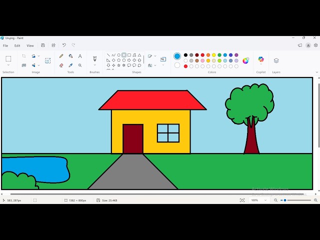 MS Paint House Drawing 🏠 | Easy Village House Drawing in MS Paint | Step by Step Tutorial