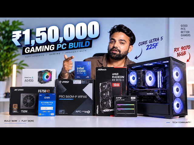 1,50,000 Ka Ultimate Gaming PC Build 2026 💪 RX 9070 16GB | Core Ultra 5 225F