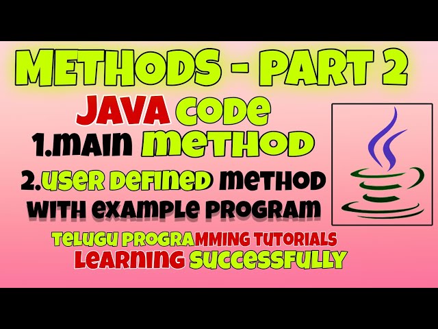 FUNCTIONS and METHODS part 2 by Telugu programming tutorial learning successfully
