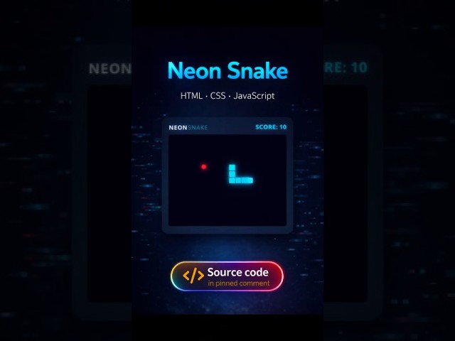 Neon Snake - Built with HTML, CSS & JavaScript | @devsQUE #coding #shorts