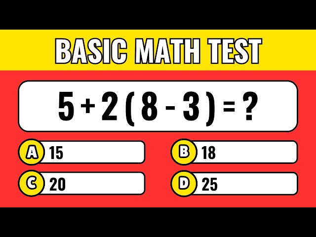 Basic Math Test - Can You Get 15/15? 🧠