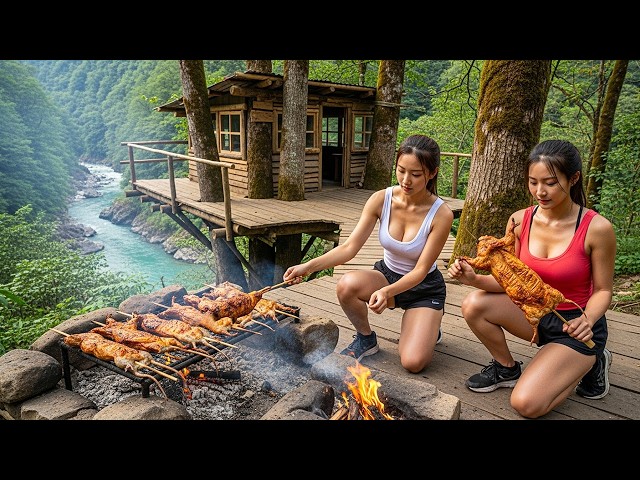 30 Days Survival in a Treehouse: Catch and Cook Everything