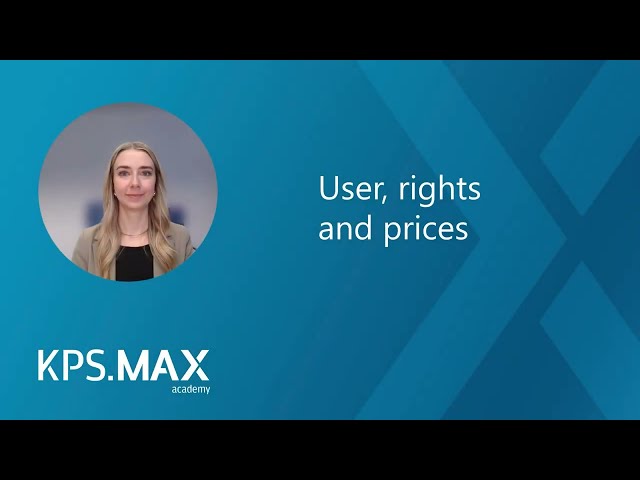 User, rights and prices in KPS.MAX