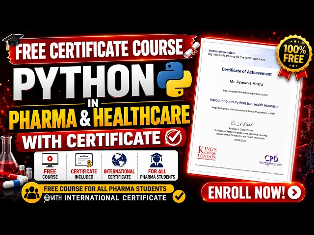 (FREE) Certificate Course in PYTHON in PHARMA & HEALTHCARE | Free Pharmacy Certificate Course